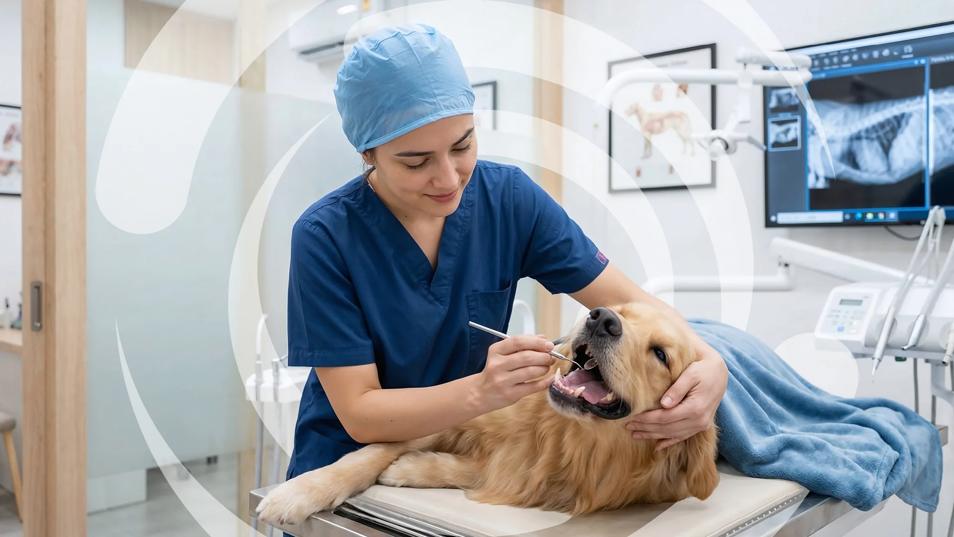 Veterinary professional with dog